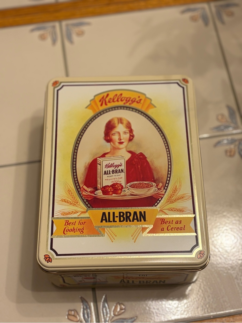 Kellogg's All-Bran Recipe Tin - Cream & Yellow Rare and Vintage